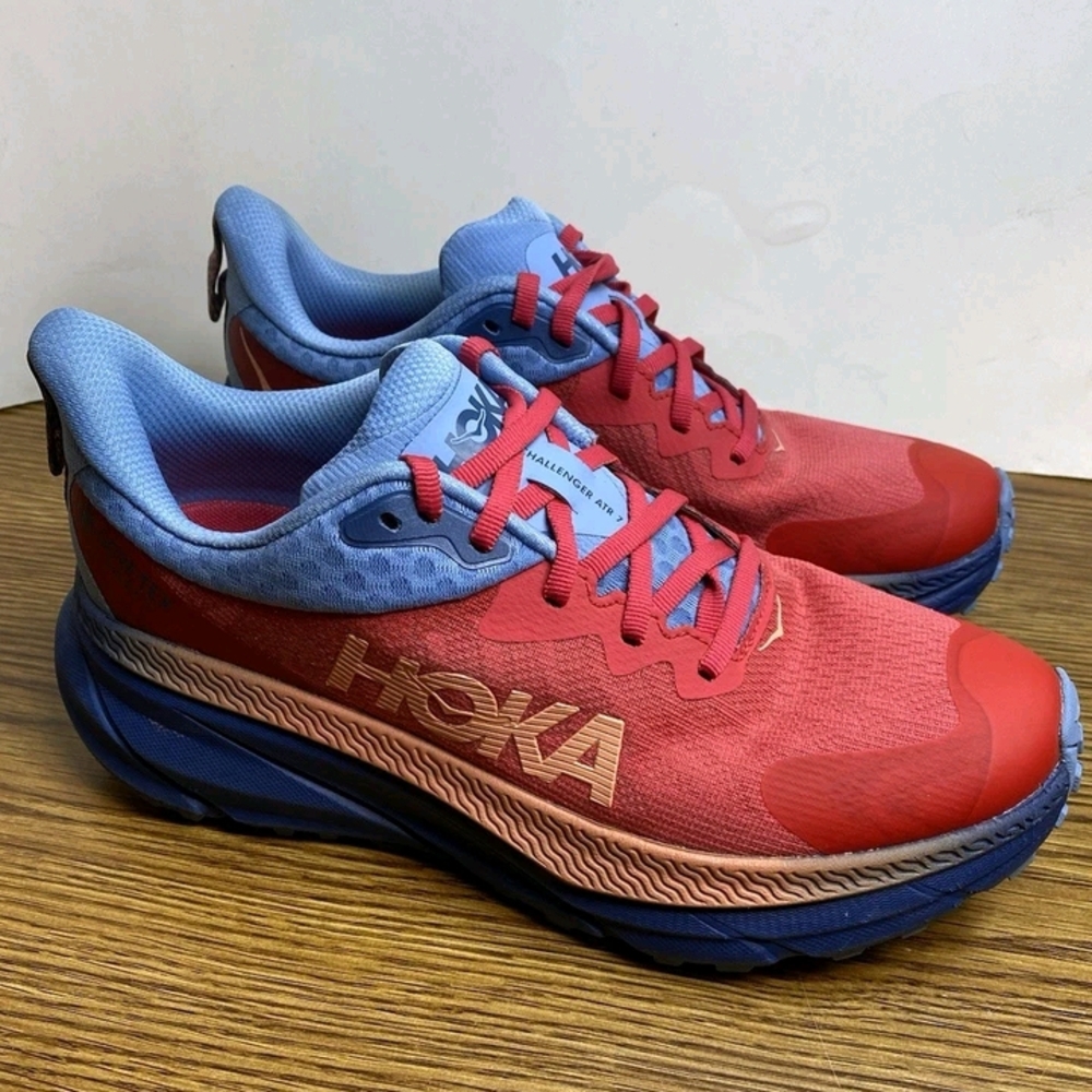 Hoka Women's Red and Light Blue Athletic Shoes